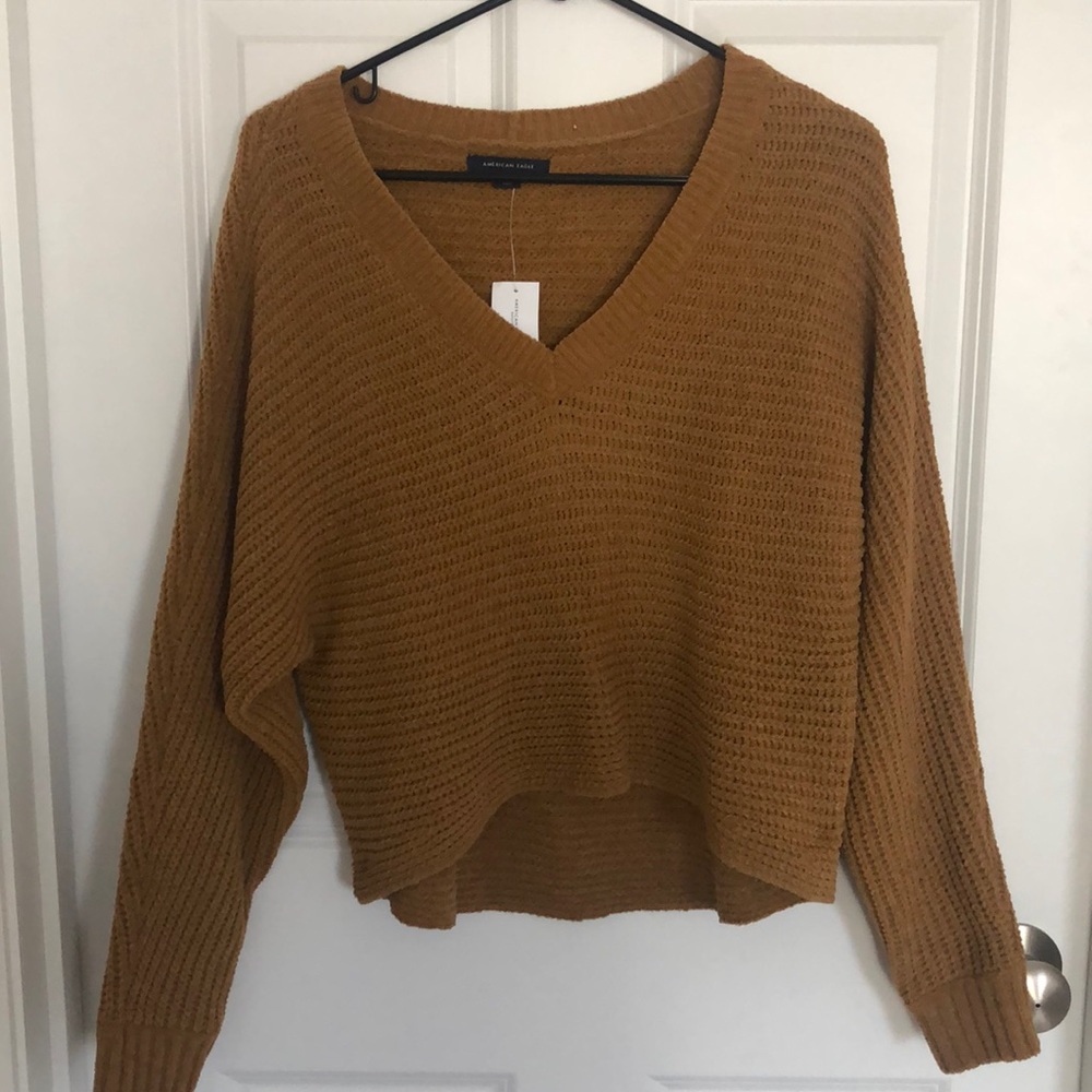Burnt orange/ brown crop front sweater